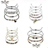Beaded Strands 3Pcs/Lot Bead Bracelet For Women Mticolor Crystal Series Tandem Leaf Heart Round Geometric Pendant Woven Wax Rope Di Dhdap