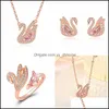 Oorbellen ketting diamant sieraden set poeder zirkoon highd unieke kleine halfmoon roze kristallen ring armband oorrel drop levering dh35x