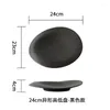 Plates Ceramic Pasta Dishes French Shaped Fruit Restaurant Creative Black Frosted