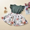 Kız Çocuk Elbiseleri Citgeett Yaz 1-5 Yaş Kız Bebek Elbise Ilmek Çiçek Baskı Fırfırlı Kol Diz Kırk Yama Uzunluk A-Şekilli Elbise 230204