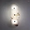 ウォールランプナチュラルマーブルLED銅の豪華なノベルティ照明照明sconceベッドルームリビングダイニングルームの装飾モダンアートデザイン
