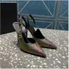 New Slingback Sandals Evening Shoes genuine suede Inlay drill110mm pumps Women Heeled Dress Shoe fashion pointed toes Stiletto Heels Luxury Designers shoes2023