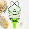 Suits Sexy Deep V neck Wrap Around Swimsuit Women Swimwear Female High Cut Monokini Halter Bathing Suit Thong Swim wear 230206