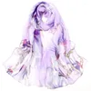 Scarves Four Seasons Thin Soft Chiffon Women Flower Printing Georgette Scarf Shawls Long Wraps Beach Sunscreen Hijab