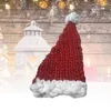 Juldekorationer Knittande hatt Santa Claus Hats Gift Wool Warm Long Tail Handmade för pojkar flickor barn barnhuv