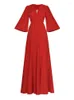 Party Dresses Vintage Elegant V Neck Waist Long Maxi Dress Women High Quality Red Black Lady Formal Female Evening Gown Plus Size