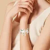 Bracciale Orecchini a cerchio in oro con diamanti per donna Set di gioielli in fiore Braccialetti elastici bohémien 6 set WomenBangle Lars22