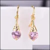 Clip-On Screw Back Handmade Crystal Stone Drop Earrings For Women Lady Gold Plated Cz Clip On Earring Long Dangle Gift Jewelry Pin Dh3Da
