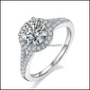 Fedi nuziali Anello gioielli di moda S925 Sterling Sier 2 carati di fidanzamento con diamanti per le donne 59 D3 Drop Delivery Dhsza