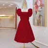 Etnische kleding bordeaux Bowknot sexy cheongsam vierkante kraag korte qipao bruids bruid jurk jurk backless sweetheart meisjes dromerige vesti