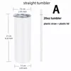 Tumblers USA warehouse 20oz 25pack Stainless Steel Straight skinny sublimation blanks Tumbler bulk wholesale With Straw and rubber bottom 230204