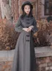 Abiti casual 2023 Moda Abbigliamento donna Colletto alla coreana Abito vintage a righe da donna