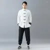 Vêtements ethniques Style traditionnel chinois Cardigan Menan Casual Row Row Retro Button Stand Collier masculin Solide Colorjack