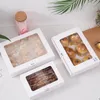 Gift Wrap 20pcslot White Paper Box med Window Christmas Es Brownies Packaging Cookie Macaron Carton Wedding Candy 230206