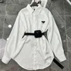 Women's Blouses & Shirts popular Designer Women Shirt 2023 Spring Autumn One Piece Top Sexy Stand-up Collar Distribute pockets ELQ4