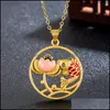 Pendant Necklaces Sand Gold Gilding Lotus Fish Tranquility And Peace Plate Round Necklace Carshop2006 Drop Delivery Jewelry Pendants Dhnfz