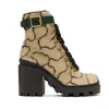 Alto salto de salto martin boots designer outono inverno calcanhar grosso calça feminina bota deserta bota real letra de camurça de couro up