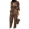 Damkofta Leopardtryckta Jumpsuits 2023 Sexig Bandage Kroppskläder Designer Kvinna Långärmade Byxor