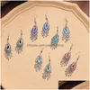 Stud Bohemian Fashion Jewelry Vintage Earrings Womens Rhinstone Hollowed Dangle Tassels Drop Delivery Dhwb4