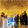 Led Strings Christmas String Lights 5M Curtain Icicle Garland Droop 0.40.6M Decoration For Eaves Garden Street Outdoor Drop Delivery Dh0Um