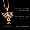 Naszyjniki wiszące Izrael Menorah Happy Chanukka Naszyjniki Złota stal nierdzewna gwiazda biżuterii David Israelites Candler Symbol Hexagram wisiorek G230206