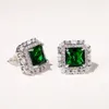 2023 Top Sell Stud ￶rh￤ngen lyxiga smycken handgjorda 925 Sterling Silver Emerald Cz Diamond Zircon Party Ins Women Wedding Princess Earring f￶r Lover Gift