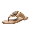 Flip zapatillas 2024 flop mujeres metal cristal mujer playa moda diapositivas señoras verano estilo casual comodidad plana más tamaño 21914