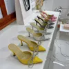 Dames met hoge hakken strass boog slippers satijnen mode stiletto schoenen ontwerper sexy sandalen 9,5 cm hoog hakken zomers klassieker onze maat 35-42 met doos