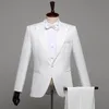 Costumes pour hommes Blazers Hommes Prom Châle Revers Blanc Noir Deux Pièces Veste Pantalon Costume Mince Soirée Spectacle Spectacle De Mariage