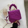 Bag Women's Early Autumn New One Shoulder Crossbody Handbag PU Fashion Women's Bag Embossed Pleated Small Square Bag