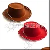 Wide Brim Hats Childrens Big Western Cowgirl Brown Red Felt Cowboy Hat For Theme Party Costumes Outdoor Activities 20220224 T2 Drop Dhwzi