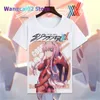 Мужские футболки аниме дорогая в Franxx Hiro Tshirts Zero Два кода 002 Печать