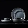 Tallrikar Kinglang European Black Phnom Penh Ceramic Table Seary Set Creative Bowl Salad Soup Plate Western Steak