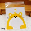 Gift Wrap 50Pcs/Lot Cartoon Animal Pattern Baking Biscuit Bags Candy Snack Self-Sticking Bag Wedding Party Packing Supplies 10 3CMGift