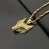 Pendant Necklaces Men Stainless Steel Viking Wolf Head Pendant Necklace With Chain Iced Out Gold Color Animal Norse Talisman Ethnic Jewelry G230206