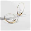 Hoop Huggie Fashion Pearl Colorf Crystal Big Earrings For Women Gold Metal Copper Large Circle Round Jewelry Wholesale Drop Deliver Dhlmc