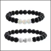 B￤rade str￤ngar handgjorda 8mm matt agatp￤rlor Elastiska armband Delikat Tiger Eye Opal Justerbart armband f￶r ￤lskare 2st Set Jewe Dh8pu