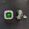2023 Top Sell Stud Earrings Luxury Jewelry Handmade 925 Sterling Silver Emerald CZ Diamond Zircon Party Ins Women Wedding Princess Earring For Lover Gift