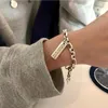 Link armbanden Ins Square Engelse letters Bracelet voor vrouwen paar trendy hiphop verjaardagsfeestje cadeau fijne sieraden sab173