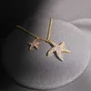 Pendentif Colliers New Starfish Star Collier De Luxe Ins Conception Simple Filles Pendentif Rinestone Collier Saint Valentin Cadeau Colier Femme Zk40 G230206