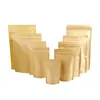 Aluminum Foil Kraft Paper Stand Up Pouch Package Reusable Sealing for Food Tea Snack