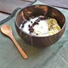 Bowls 1 Set 12-15cm Natural Coconut Shell Bowl Wooden Large Capacity Hard Container With Spoon Fruit Nut Salad