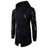 Men's Hoodies Fashion Irregular Sweater Casual Sleeves Leather Sweatshirt