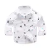 Camisas infantis Camisas de manga longa da primavera Camisas casuais colarinho gole de capa masculina masculina para crianças roupas de bebê camisa xadrez 230204