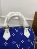 CC M20751 Speedy Bandouliere Fabric Shoulder Bag Women Duffle Bag With Padlock Navy Blue Denim Jacquard CrossBody Designer Boston Bags