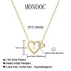 Pendant Necklaces MONOOC CZ Heart Initial Necklaces for Women Girls 14K Real Gold Plated Heart Letter Necklace Jewelry Dainty Gold Necklace Gifts G230206