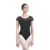 Stage Wear The Ballet Dance Practice Clothes Lace Stitching Body Suit Justaucorps à manches courtes pour femmes avec et salle de sport pour adultes