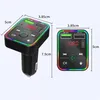 F2 Bluetooth Car Kit FM Transmitter Modulator Colorful LED Backlight RGB Wireless Radio Adapter HandsFree for Phone TF MP3 Player Type C Port