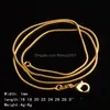 Kedjor Fr￤mjande f￶rs￤ljning 18K Guldkedjan halsband 1mm 16in 20in 22in 24in 26in 28in 30in blandad sl￤t orm unisex halsband 215 dr dhquz