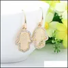 Dangle Chandelier Punk Style Gold Palting Crystal Copper Drop Earring For Women Hamsa Hand Fatima Palm Fashion Unique Jewelry Deli Dhnaz